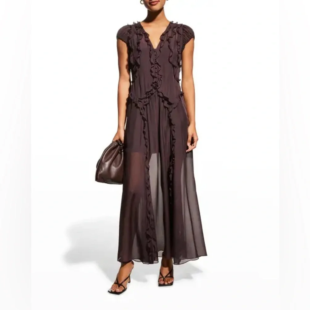 Rebecca Taylor Silk Ruffled Maxi Dress - Picture 4 of 13